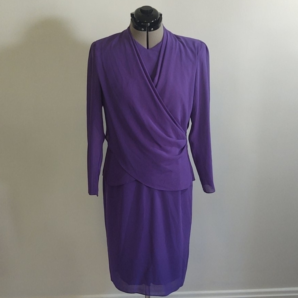 Vintage Ursula of Switzerland Purple Dress Sz 10